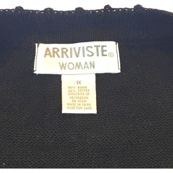 Holiday Sweater Vest Arriviste Woman Black Embellished Size 1X - Picture 3 of 6